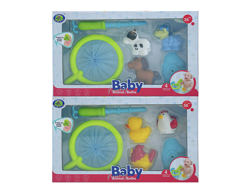 Baby Bath Toys Spoon Net Farm Animals Set 6pcs
