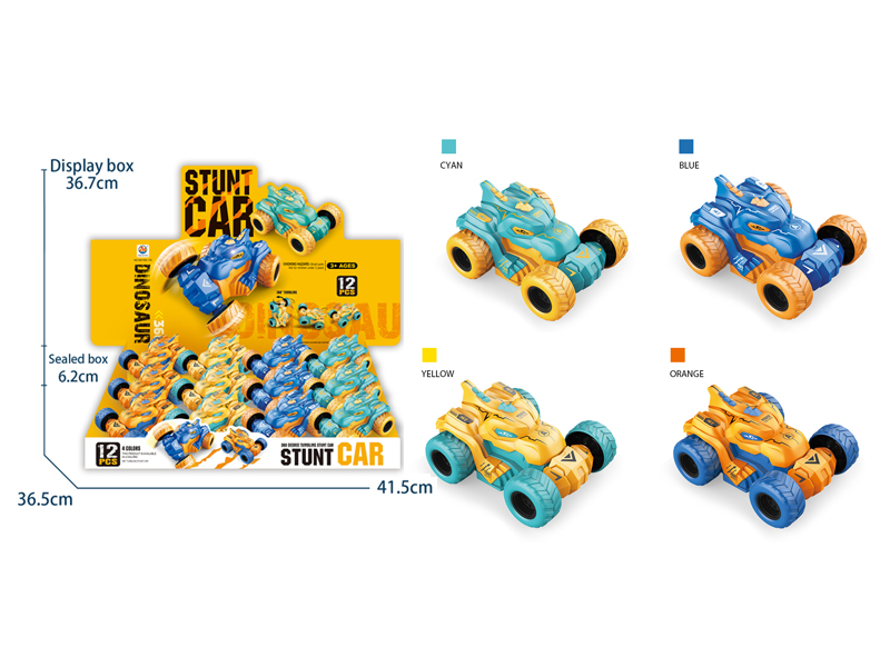 12PCS  Dinosaur Spinning Stunt Friction Car