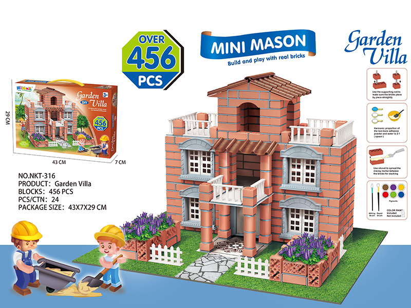 Mini Mason Simlation Building Small Brick - DIY Garden Villa 456pcs