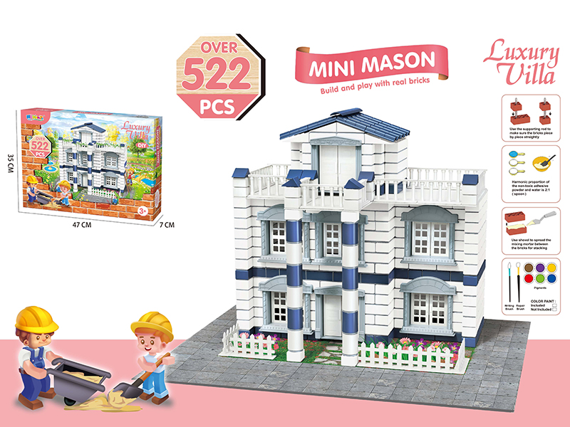 Mini Mason Simlation Building Small Brick - DIY Luxury Villa 522pcs