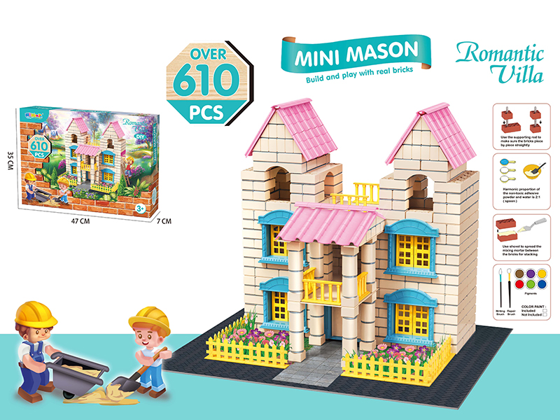 Mini Mason Simlation Building Small Brick - DIY Romantic Villa 610pcs