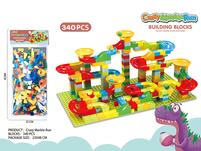 Crazy Marble Run Small Particle Building Blocks 340PCS + 24*48 Base Plate
