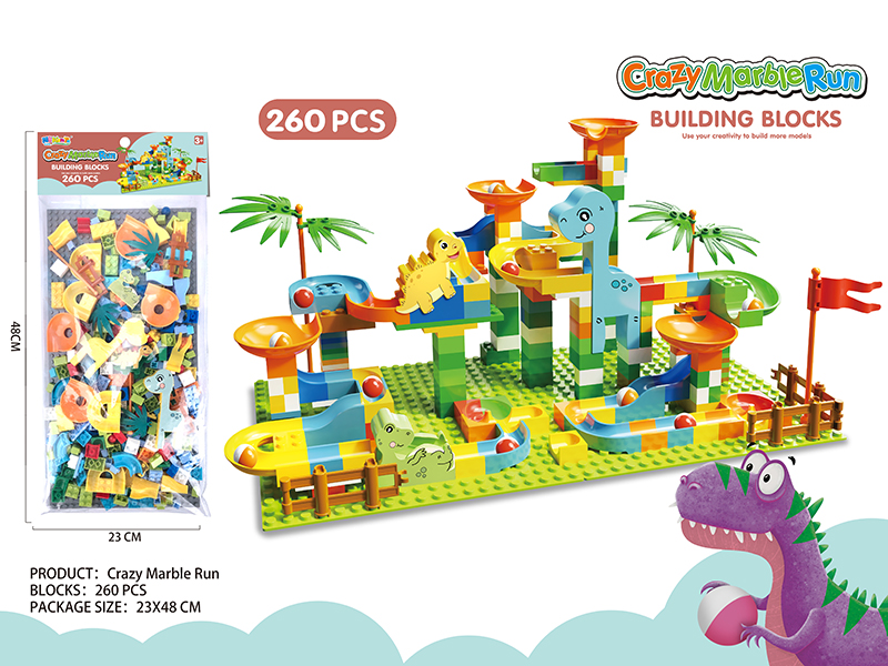 Crazy Marble Run Small Particle Building Blocks 260PCS + 24*48 Base Plate