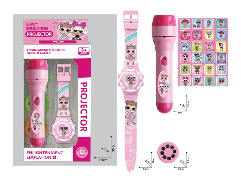 Early Education Projection Flashlight+Cartoon Electronic Watch