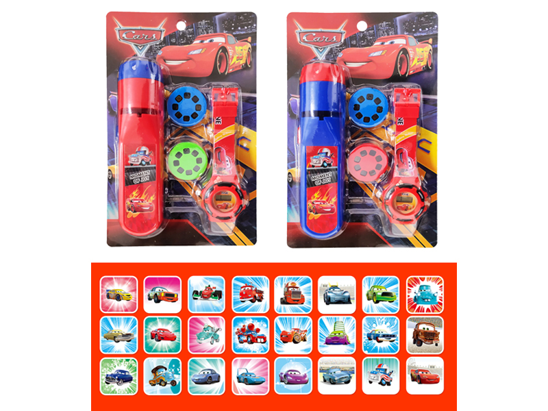 Car Story Projection Flashlight+Cartoon Electronic Watch