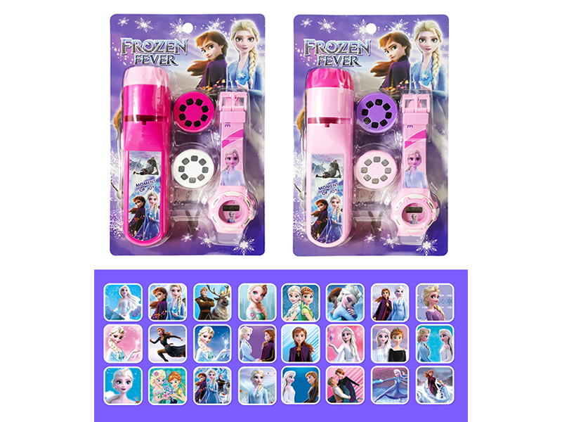 Ice And Snow Qiyuan Projection Flashlight +Cartoon Electronic Watch