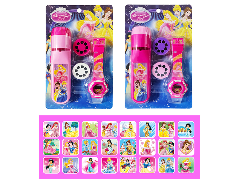 Princess Projection Flashlight+Cartoon Electronic Watch