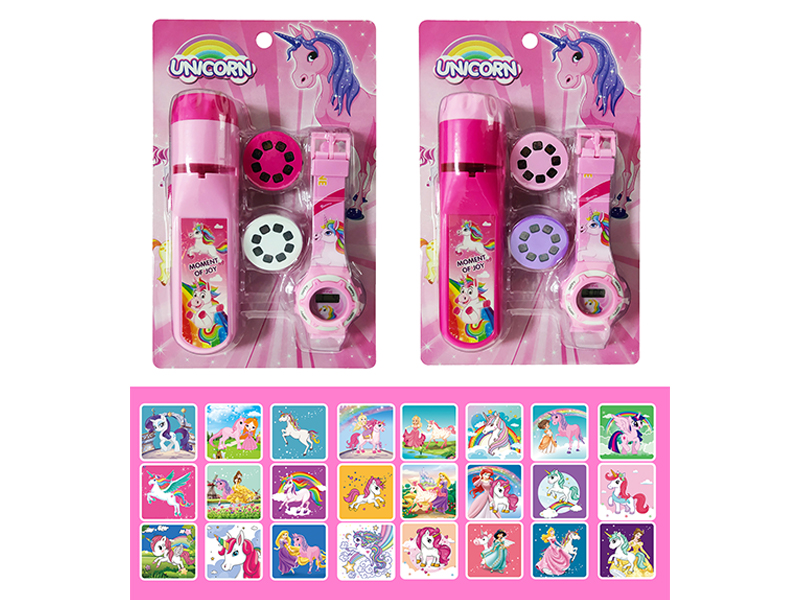 Unicorn Projection Flashlight+Cartoon Electronic Watch