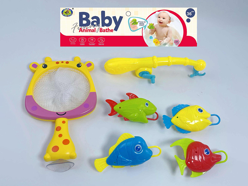 Bath Toys Giraffe Scoop Net Fishing Game(Fish With Lights)6PCS