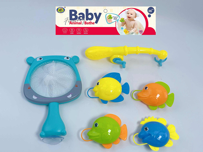 Bath Toys Hippo Scoop Net Fishing Game(Fish With Lights)6PCS