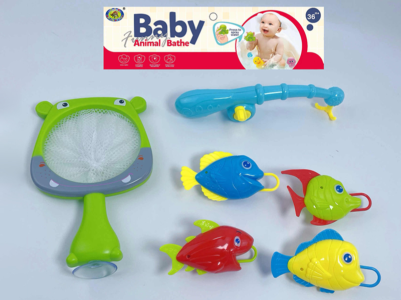 Bath Toys Hippo Scoop Net Fishing Game(Fish With Lights)6PCS