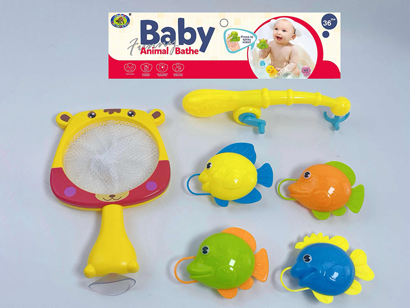 Bath Toys Bear Scoop Net Fishing Game(Fish With Lights)6PCS
