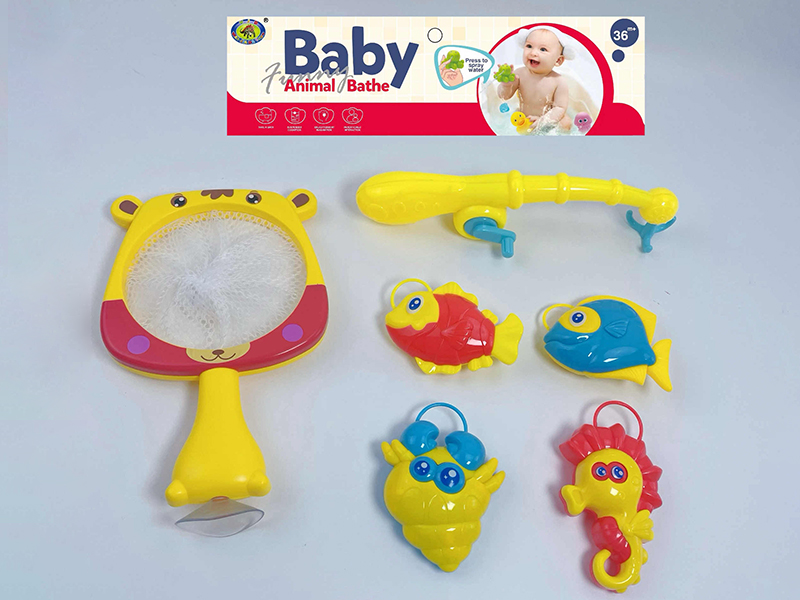 Bath Toys Bear Scoop Net Fishing Game(Fish With Lights)6PCS