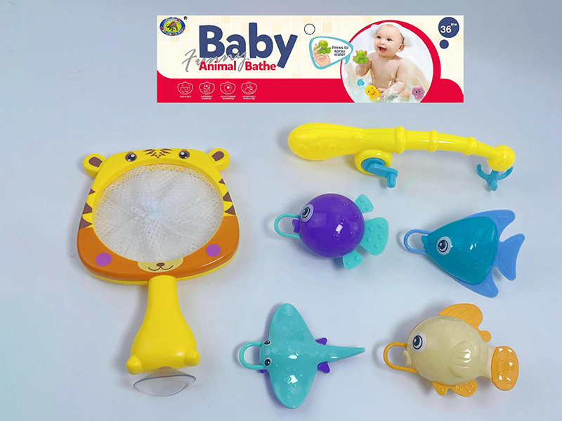 Bath Toys Tiger Scoop Net Fishing Game(Fish With Lights)6PCS