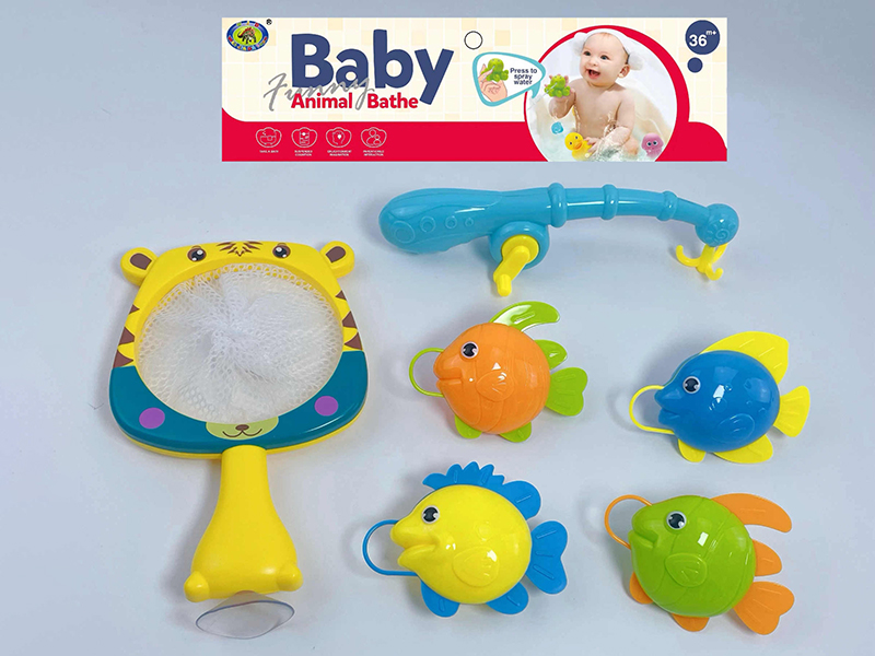 Bath Toys Tiger Scoop Net Fishing Game(Fish With Lights)6PCS