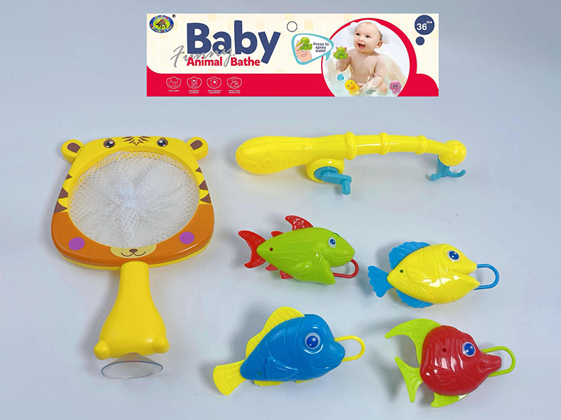 Bath Toys Tiger Scoop Net Fishing Game(Fish With Lights)6PCS
