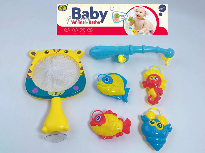 Bath Toys Tiger Scoop Net Fishing Game(Fish With Lights)6PCS