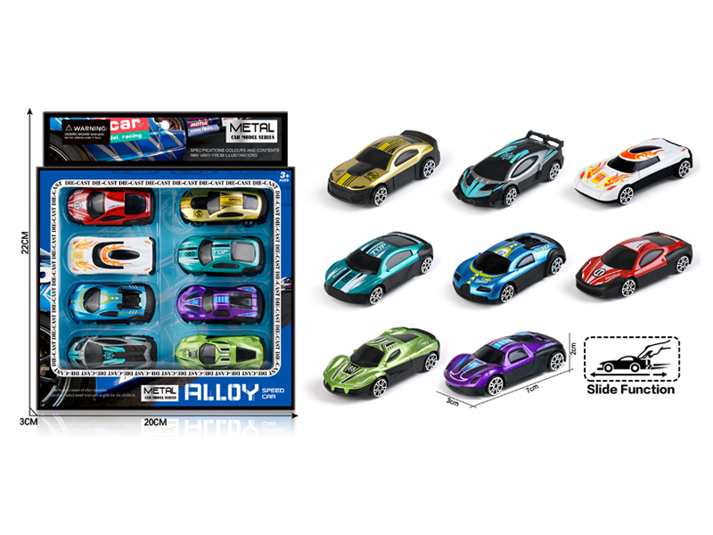 8PCS Slide Alloy Racing Car