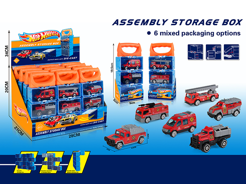 12PCS WindFire Wheel Assembly Storage Box(3 Slide Alloy Fire Truck)