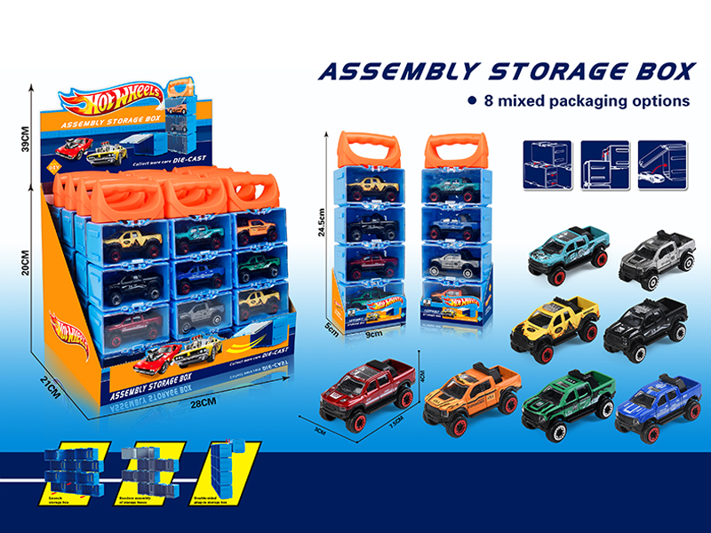 12PCS WindFire Wheel Assembly Storage Box(4 Slide Alloy Pickup Truck)