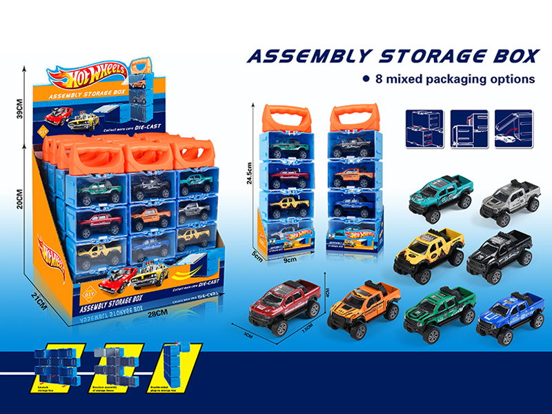 12PCS WindFire Wheel Assembly Storage Box(4 Pull Back Alloy Pickup Truck)
