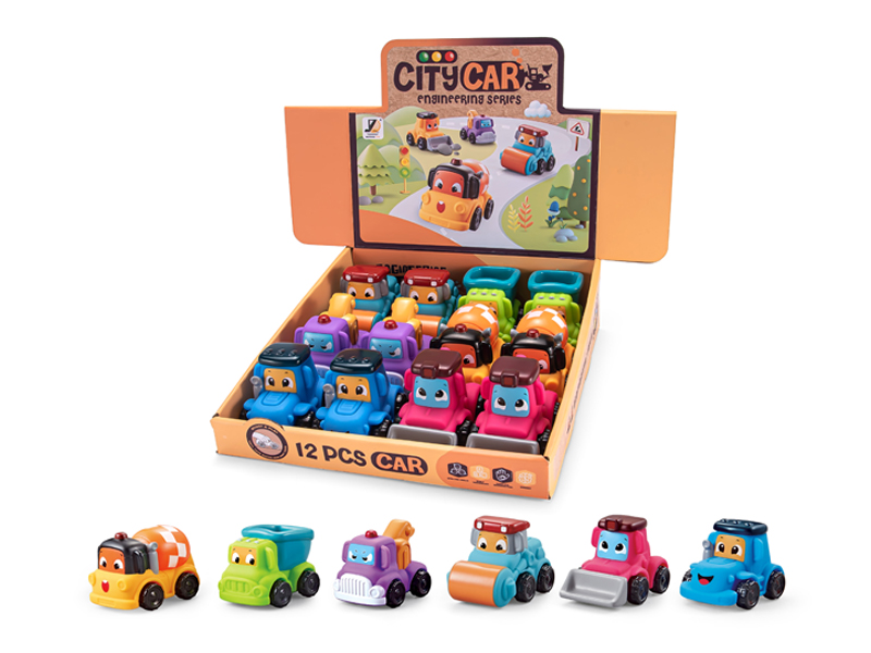 12PCS Slide Cartoon Engineering Vehicle