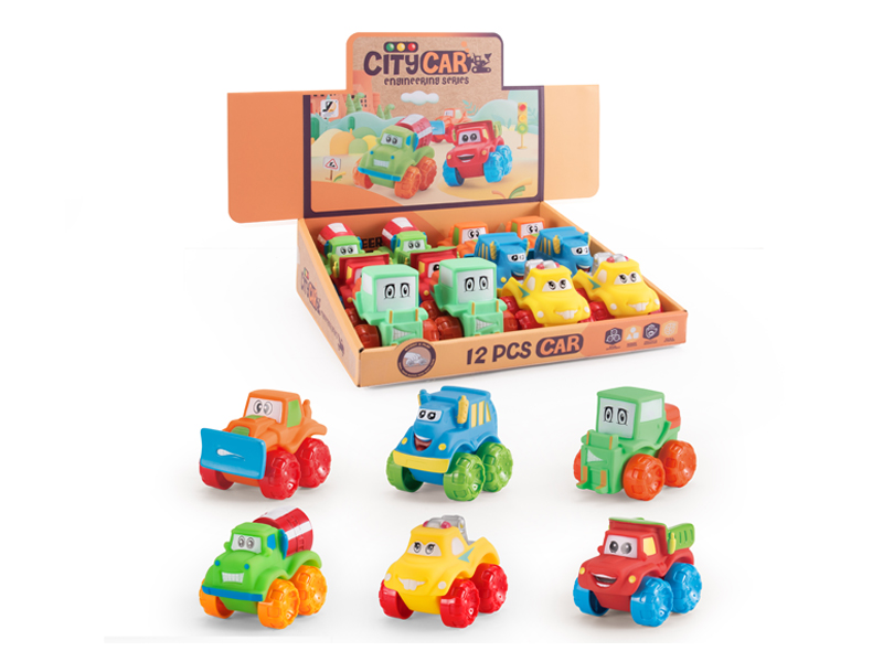 12PCS Slide Cartoon Engineering Vehicle