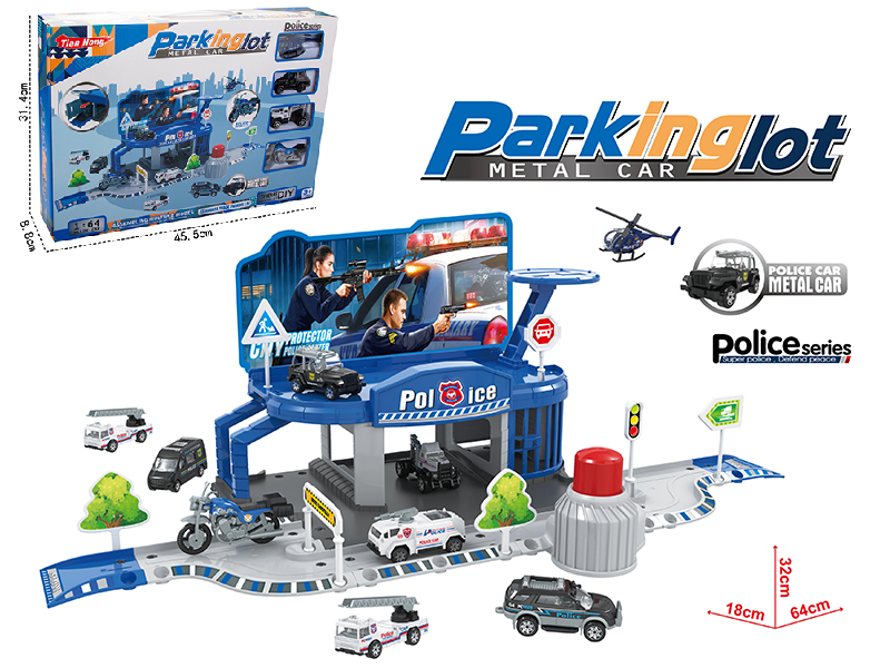 Police Theme Track Parking Lot Set