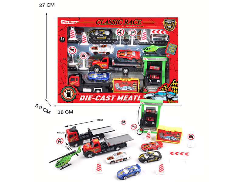 Alloy Trailer City Cars Set