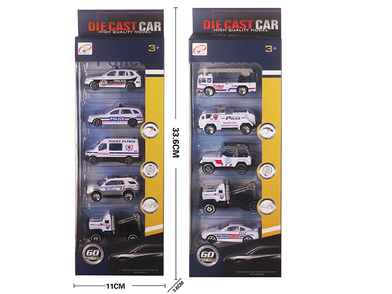 Slide Alloy Police Car(5PCS)