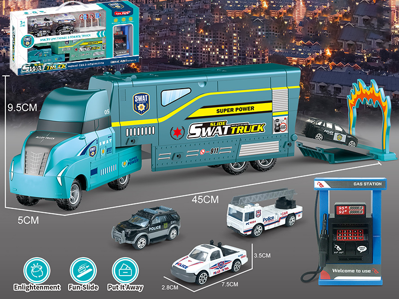 Alloy Car Series Multifunctional Storage Truck Set(Police)