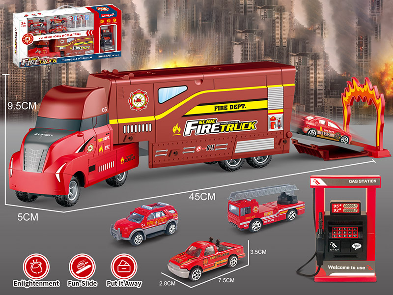 Alloy Car Series Multifunctional Storage Truck Set(Fire Control)