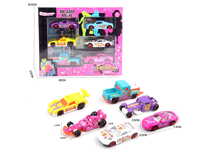 Girl Series Slide Alloy Car 6pcs