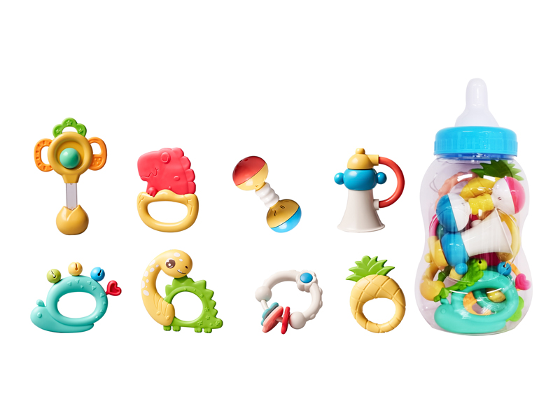 8PCS Baby Teether Rattle Set