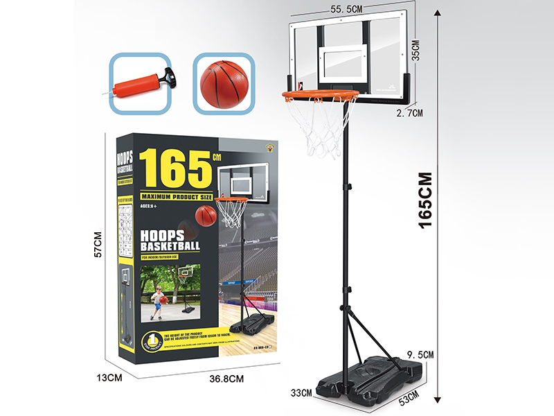 55*165cm Basketball Stand(Transparent White Board,Quadrate Base)Enhanced Version