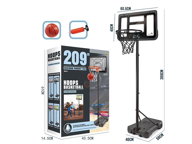 60*209cm Basketball Stand(Transparent Black Board,Quadrate Base)Enhanced Version