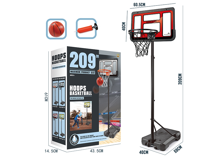60*209cm Basketball Stand(Transparent Red Board,Quadrate Base)Enhanced Version