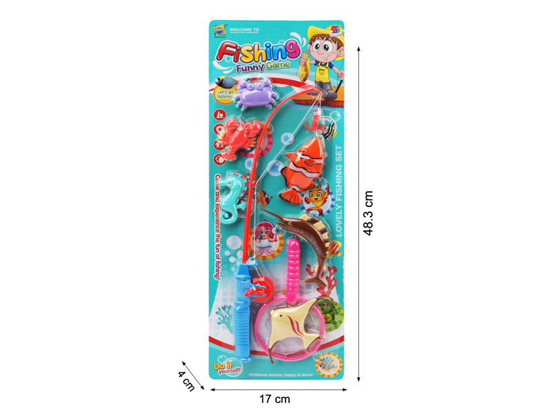 Single Pole Fishing Toy Set（1 Net + 6 Fish）