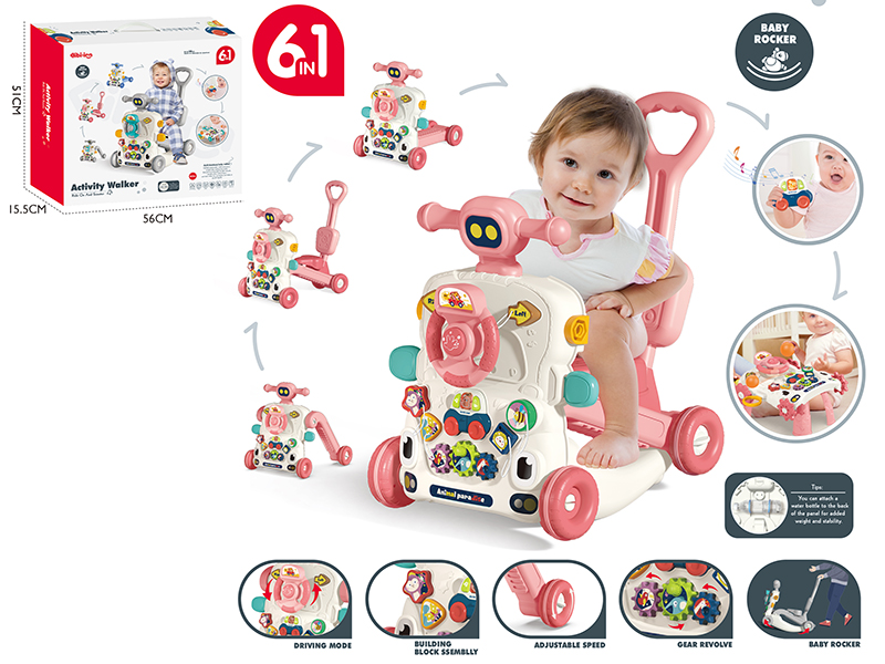 Multifunctional Baby Walker 6 In 1(Pink)