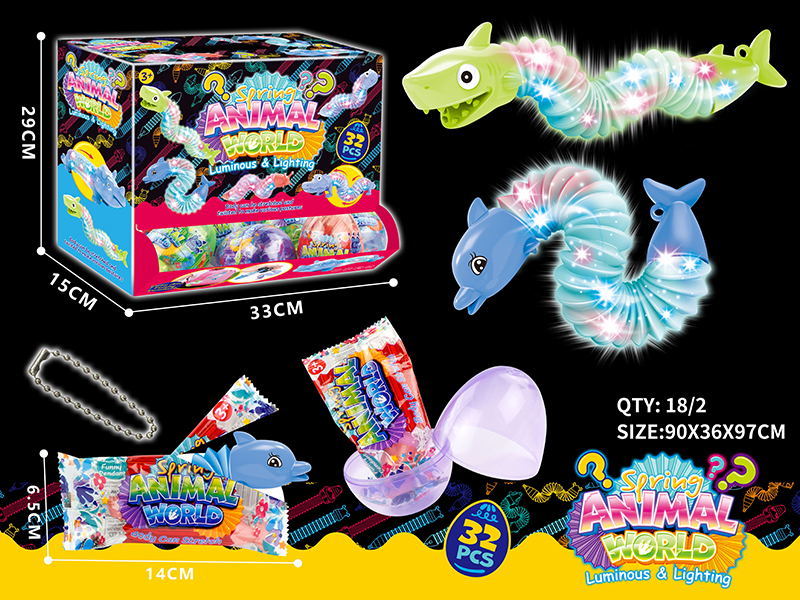 Blind Box Mini Dolphin/Shark POP Telescopic Tubes With Lights 32pcs