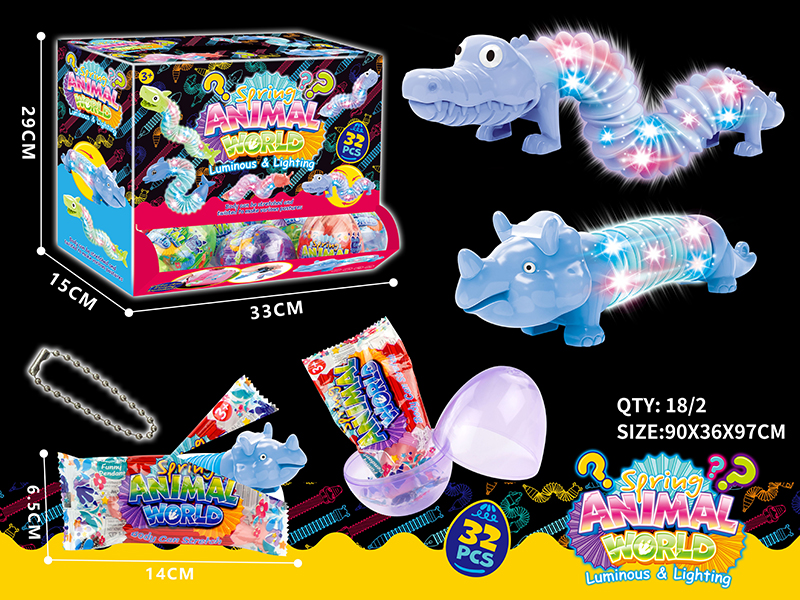 Blind Box Mini Dinosaur /Crocodile POP Telescopic Tubes With Lights 32pcs
