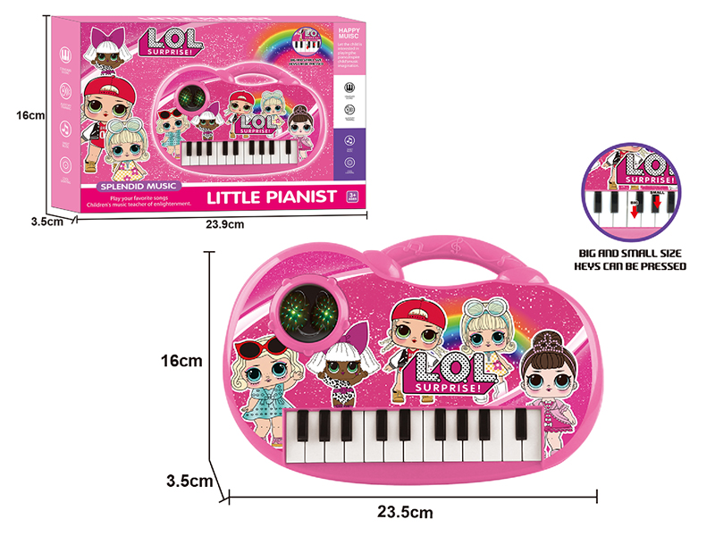 Surprise Doll 22 Keys Electronic Organ( Pink)3D Lights/Music