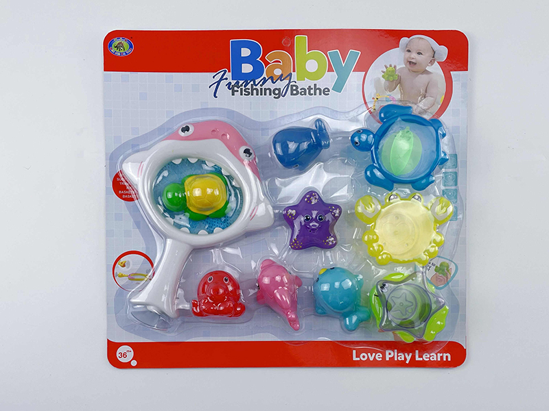 Bath Toys Shark Scoop Net Spray Water Sea Animals Stacking Cup Set(11PCS)