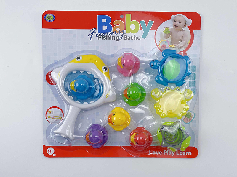 Bath Toys Shark Scoop Net Spray Water Ducks Stacking Cup Set(11PCS)