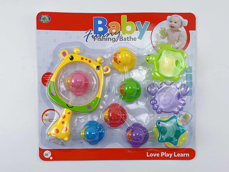 Bath Toys Giraffe Scoop Net Spray Water Ducks Stacking Cup Set(11PCS)