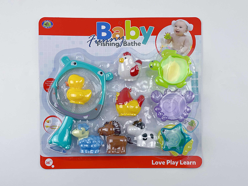 Bath Toys Hippo Scoop Net Spray Water Farm Animals Stacking Cup Set(11PCS)