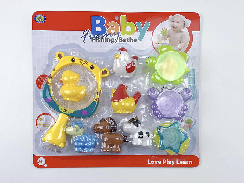 Bath Toys Tiger Scoop Net Spray Water Farm Animals Stacking Cup Set(11PCS)