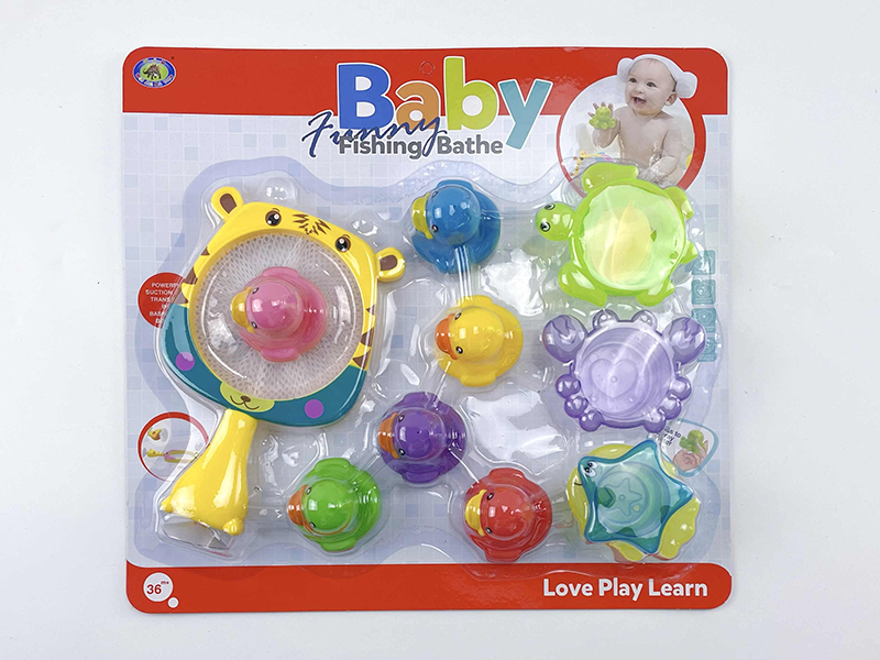 Bath Toys Tiger Scoop Net Spray Water Ducks Stacking Cup Set(11PCS)