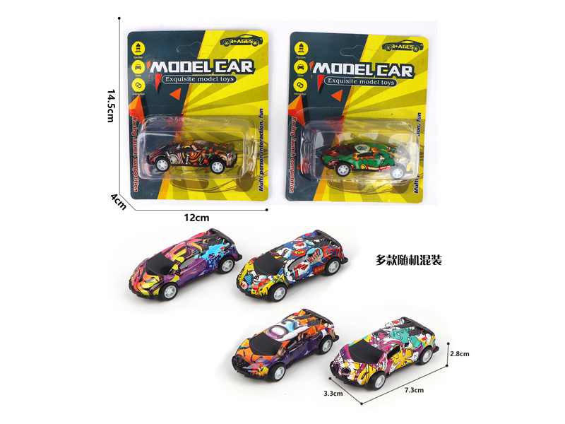 1:56 Pull Back Metal Graffiti Poison Sports Car