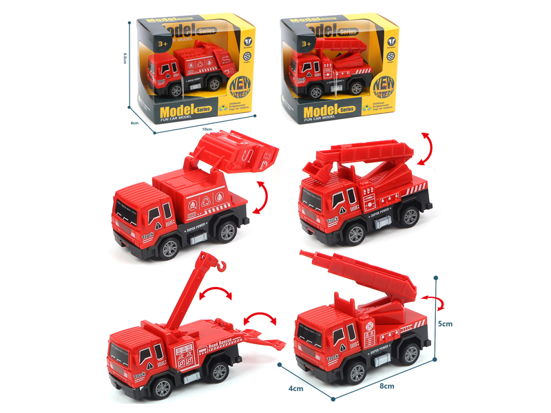 1:64 Pull Back Solid Fire Engine